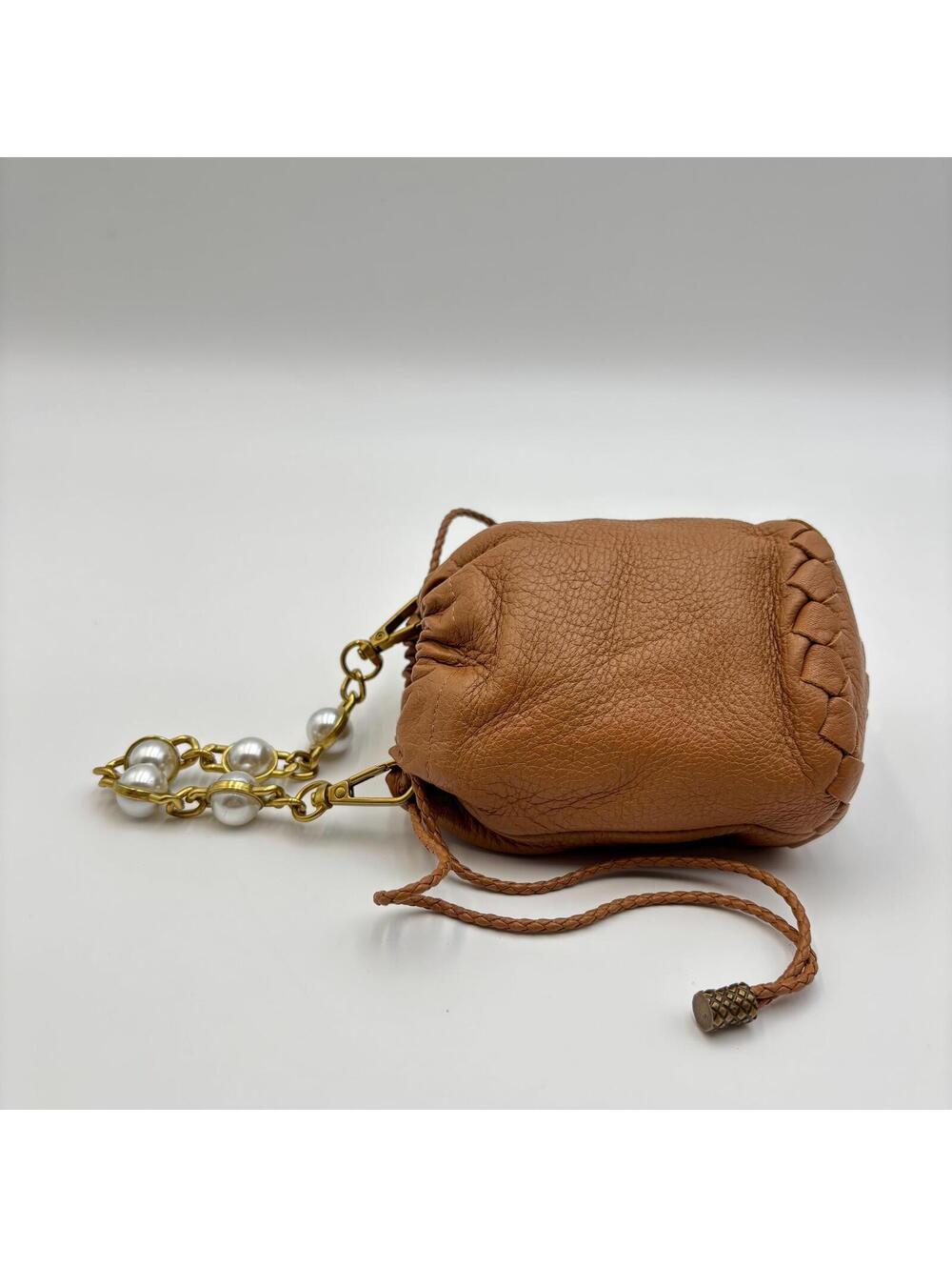 Bottega Veneta Mini Pearl Chain Bucket Bag Brown Leather With Dust Bag - Picture 2 of 6